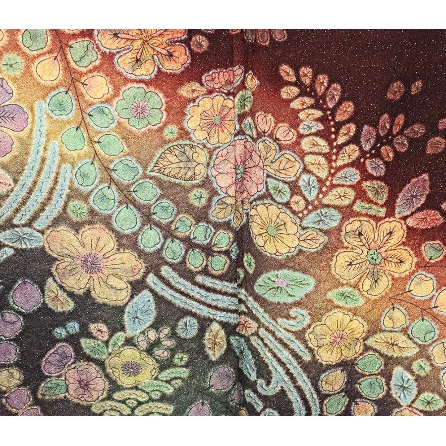 訪問着辻ヶ花金通し紋無し絞り金彩鹿の子楓椿着物053a d