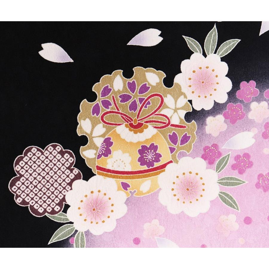 本振袖 正絹 紫 桜 梅 雪輪紋 LLサイズ トールサイズ ki20506 美品