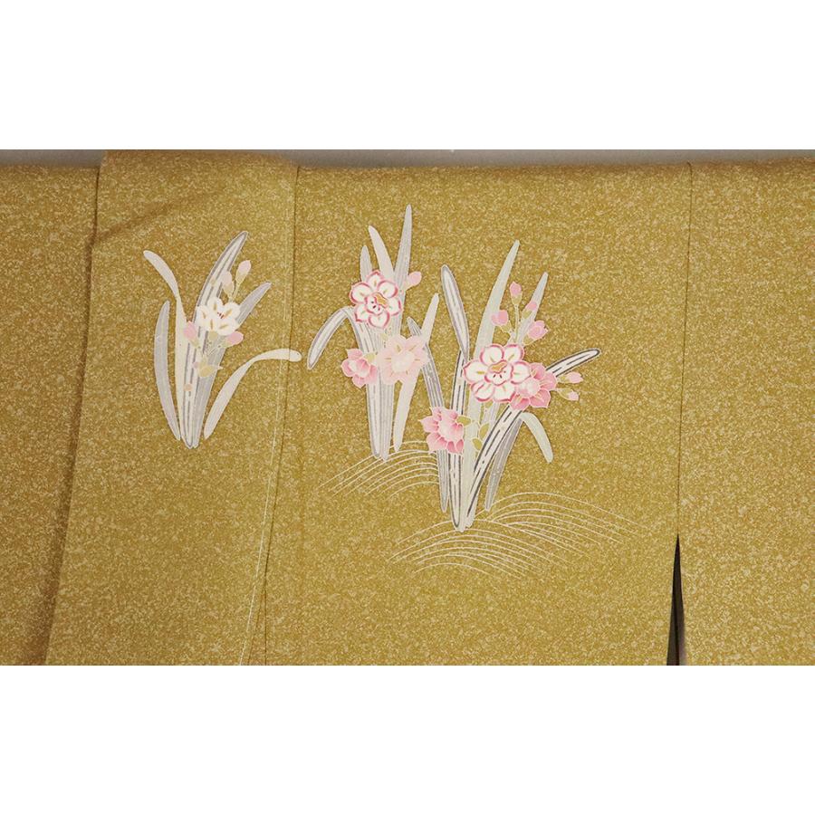 友禅訪問着 袷 正絹 オシドリ 黄緑 緑 暈し Lサイズ ki20609 新品 着物 レディース シルク オールシーズン 送料無料 激安の画像