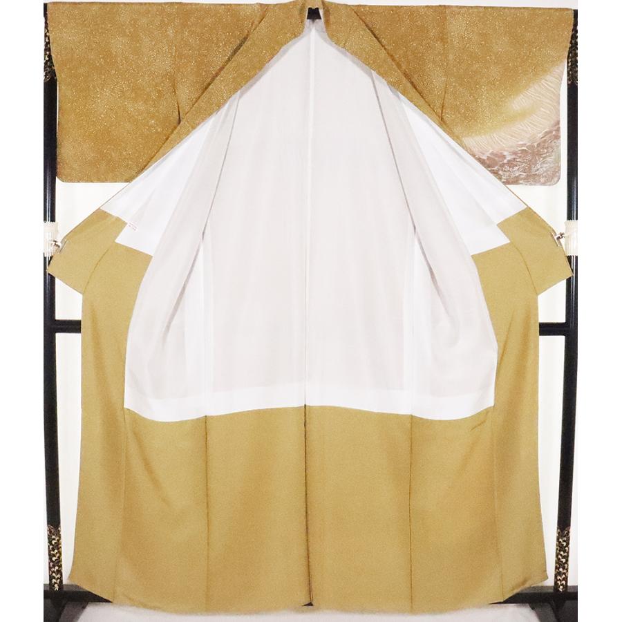 小野るい荘氏作 友禅訪問着 袷 正絹 波柄 若草色 Mサイズ ki20618 新品  