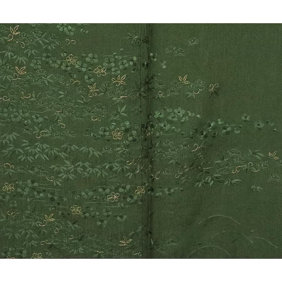 訪問着 正絹 緑 総刺繍 松竹梅 Mサイズ ki20706 着物 女性用 公式行事 