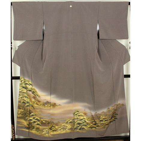 色留袖 袷 正絹 金彩 松風景 Mサイズ ki20754 美品 着物 レディース  