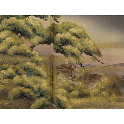 色留袖 袷 正絹 金彩 松風景 Mサイズ ki20754 美品 着物 レディース  