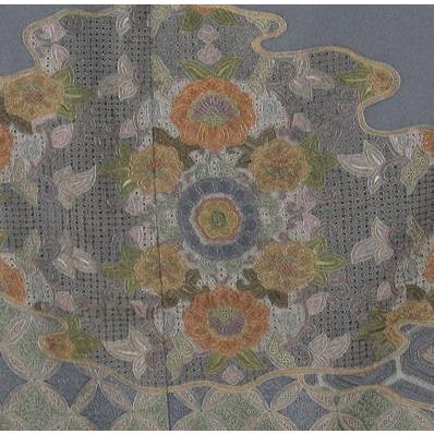 色留袖 袷 正絹 汕頭刺繍 正倉院紋 7号 Mサイズ 比翼仕立て ki21361 美 