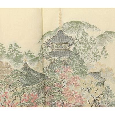 色留袖 袷 正絹 寿光織 三重塔 比翼仕立て Lサイズ ki21363 新品 着物 
