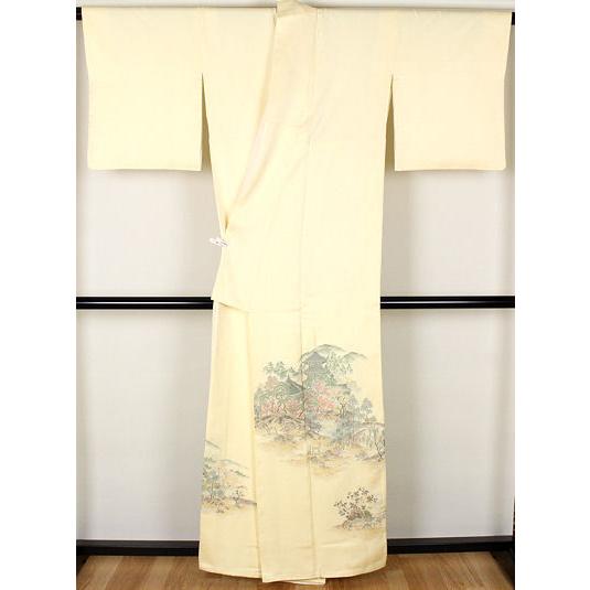 色留袖 袷 正絹 寿光織 三重塔 比翼仕立て Lサイズ ki21363 新品 着物  