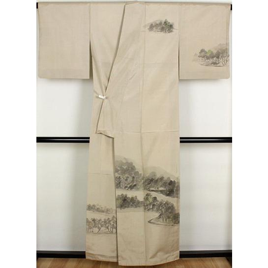 大島紬 横段に花 本場大島紬 単衣 茶泥 9マルキ 横段花文様 正絹