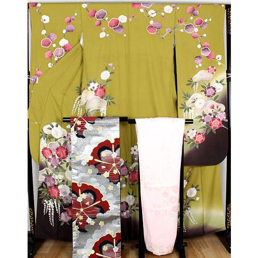 本振袖 長襦袢 袋帯 セット LLサイズ ki21627 美品 振袖3点セット  