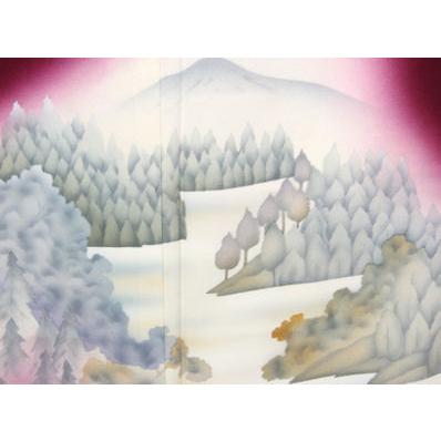 訪問着 袷 正絹 赤紫 山水画 Mサイズ kim35 新品 着物 レディース 公式 