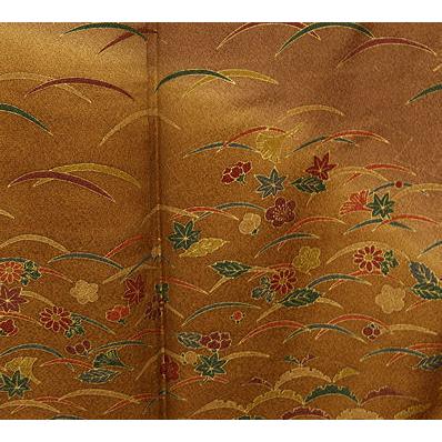 訪問着 袷 正絹 茶 赤茶 金茶 濃茶 菊 梅 13号 Mサイズ kim36 未使用品 