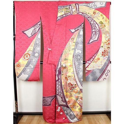 送料無料】本振袖☆正絹☆熨斗束紋ki21900【美品】