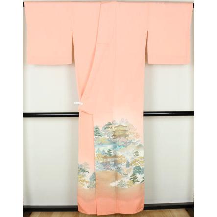 色留袖 袷 正絹 寿光織 金閣寺 Mサイズ ki22690 新品 着物 レディース 