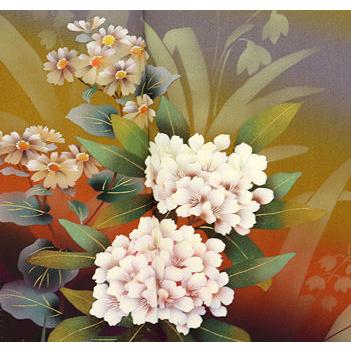 送料無料】本振袖☆正絹☆草花影絵 ki23297【美品】 : きもの千葉 