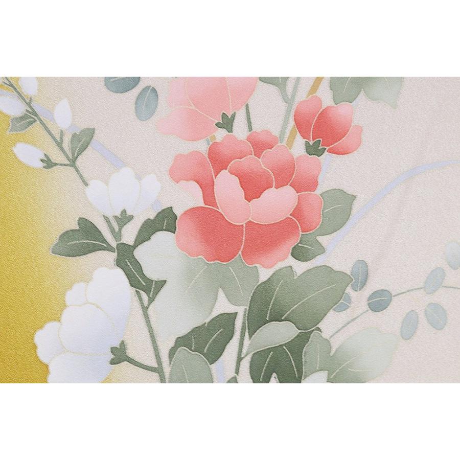 振袖 正絹 黄土色 菊 桔梗 牡丹 トールサイズ ki23742 新品 レディース 