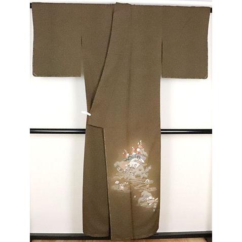 正絹上質な黒地の小紋扇に花鳥袷ちりめん金箔