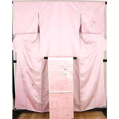 訪問着・名古屋帯のセット 正絹 ミノムシ加工 蝶 ki23909 : きもの千葉 