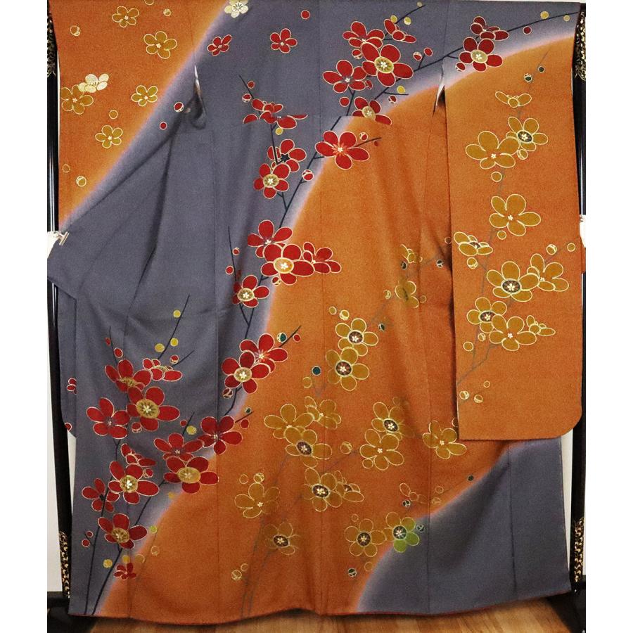 送料無料】本振袖☆正絹☆梅花 ki24213【美品】 : ki24213 : きもの 