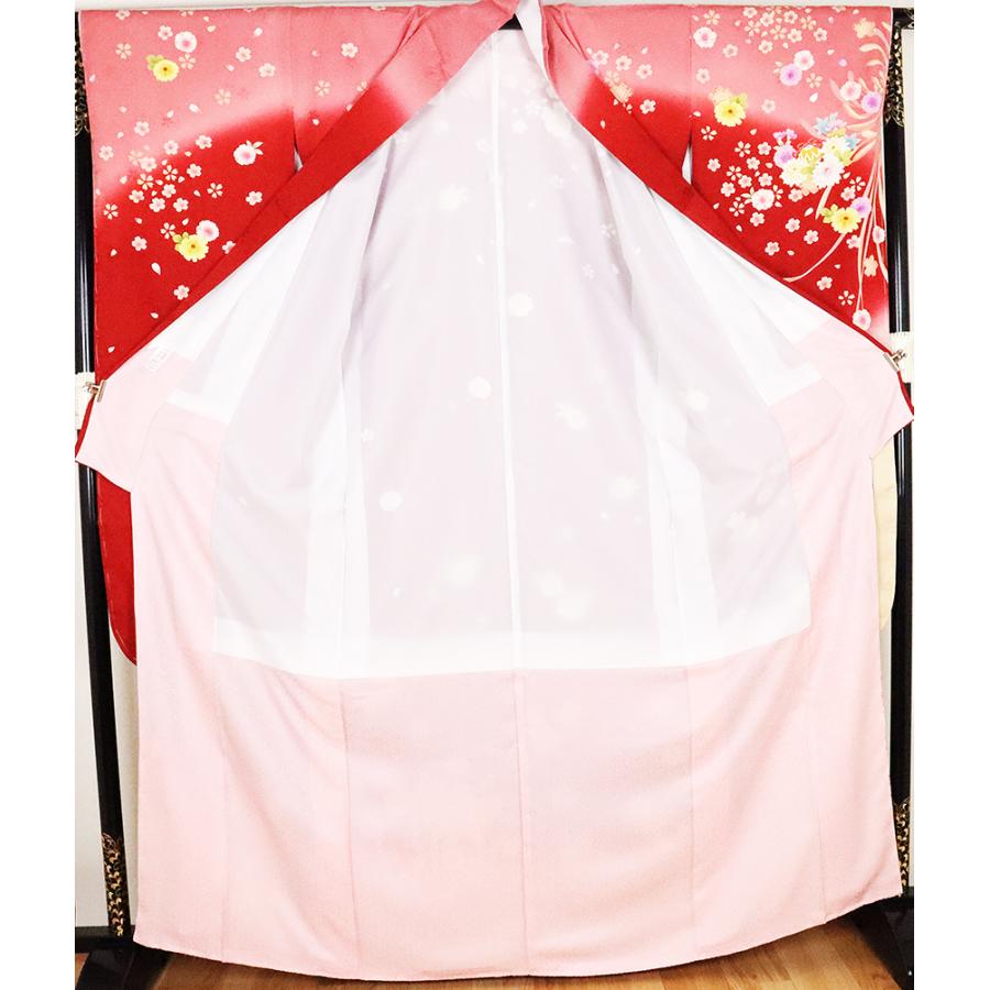 振袖 正絹 洋柄 アトリエサブ ATELIER SAB 本振袖 正絹 赤 ピンク 黄緑 乱菊 桜 LLサイズ トール