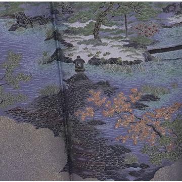 色留袖 袷 正絹 寿光織 庭風景 比翼仕立て Mサイズ ki24319 美品 着物  