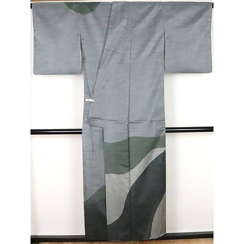 本場彩大島紬 訪問着 袷 正絹 波縞 桜 鶴 Mサイズ ki27211