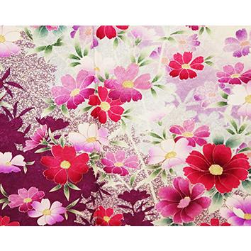振袖 正絹 白 薄紫 紫 花満開 Lサイズ ki24938 美品 着物 レディース 