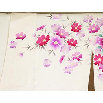 振袖 正絹 白 薄紫 紫 花満開 Lサイズ ki24938 美品 着物 レディース  