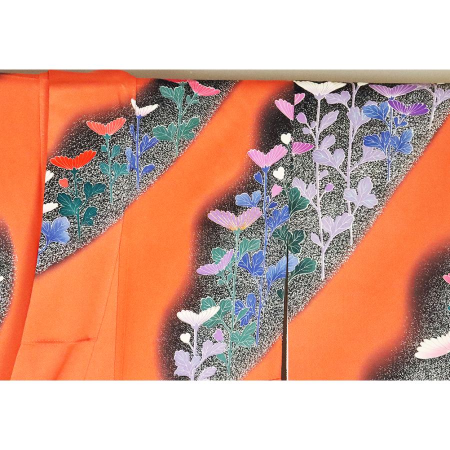振袖 長襦袢 袋帯 セット 正絹 菊花 Mサイズ ki25006 美品 振袖3点 