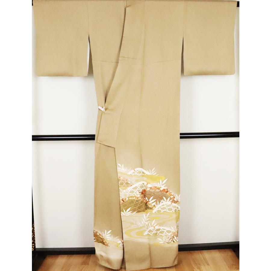 色留袖 正絹 柴垣 笹 流水 Lサイズ ki25211 美品 着物 レディース 入学 