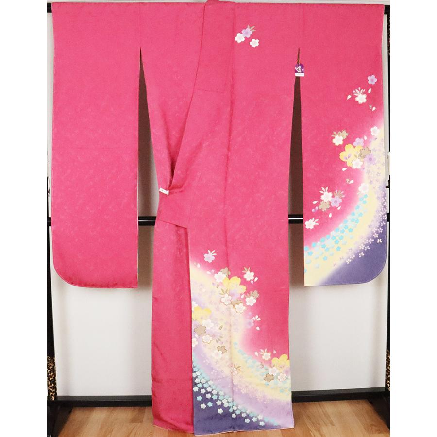 本振袖 正絹 薄赤紫 桜 流水 LLサイズ トールサイズ ki25695 新品 着物 