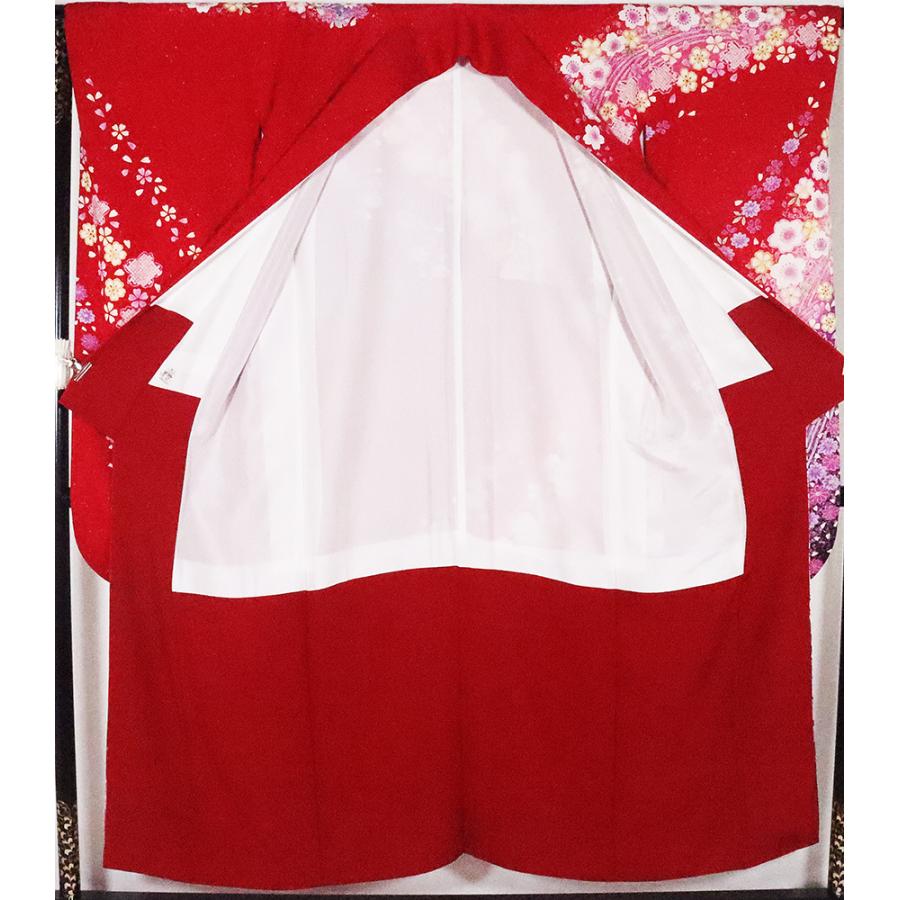 振袖 正絹 桜の舞 赤 ピンク 紫 ki25879 美品 着物 Sサイズ レディース 