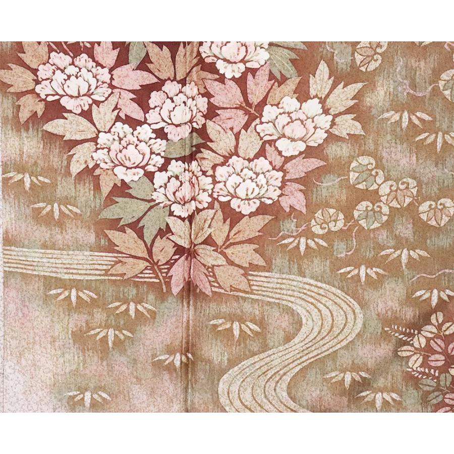 京友禅作家 松井青々氏作 染大島紬 訪問着 袷 正絹 グレー 花流水 M  