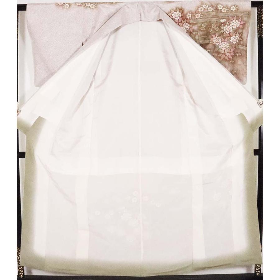 京友禅作家 松井青々氏作 染大島紬 訪問着 袷 正絹 グレー 花流水 M  