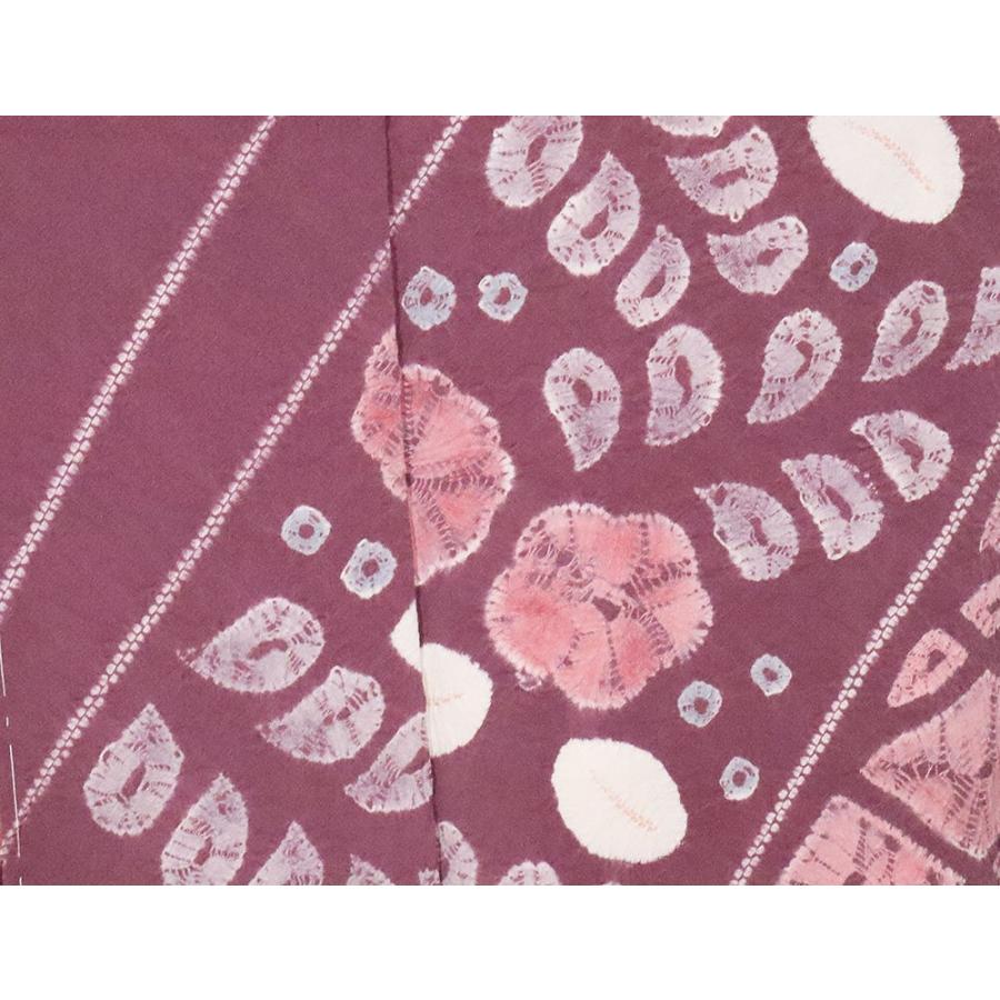 辻が花訪問着 袷 正絹 赤紫 手蜘蛛絞り 辻が花 菱文 Sサイズ ki26364