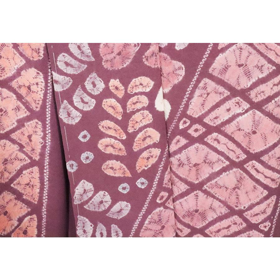 辻が花訪問着 袷 正絹 赤紫 手蜘蛛絞り 辻が花 菱文 Sサイズ ki26364
