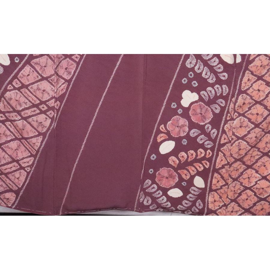 辻が花訪問着 袷 正絹 赤紫 手蜘蛛絞り 辻が花 菱文 Sサイズ ki26364