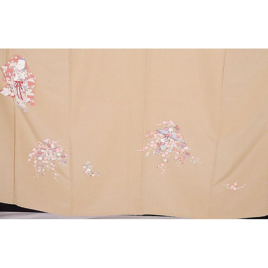友禅 色留袖 袷 正絹 ベージュ 暈し 童 花笠 Lサイズ ki26520 