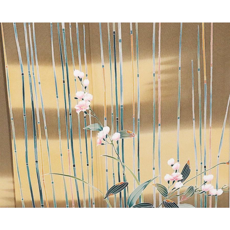 十日町友禅 田村哲彦氏作 色留袖 袷 正絹 花 葦 Mサイズ ki26902