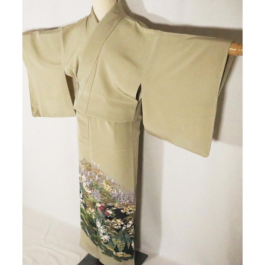 友禅 色留袖 袷 正絹 薄緑 遠山 松竹梅 SSサイズ ki26905 結婚式 入学