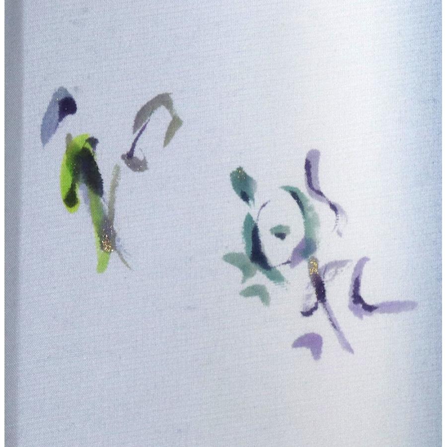手織紬 訪問着 袷 正絹 水色 紺 よろけ縞 花鳥風月 雪月花 夢 和 楽 雲 17号 Lサイズ ki27261 新品 シルク オールシーズン 送料無料の画像