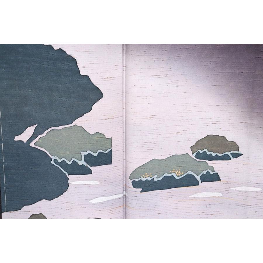 ぜんまい紬 訪問着 袷 正絹 濃茶 グレー 緑 松島 Mサイズ ki27401 新品 