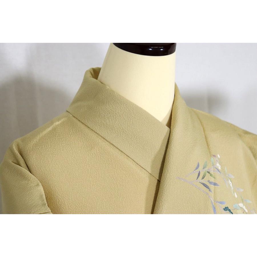友禅訪問着 袷 正絹 ベージュ 松竹梅 菖蒲 Sサイズ ki27462 中古美品 