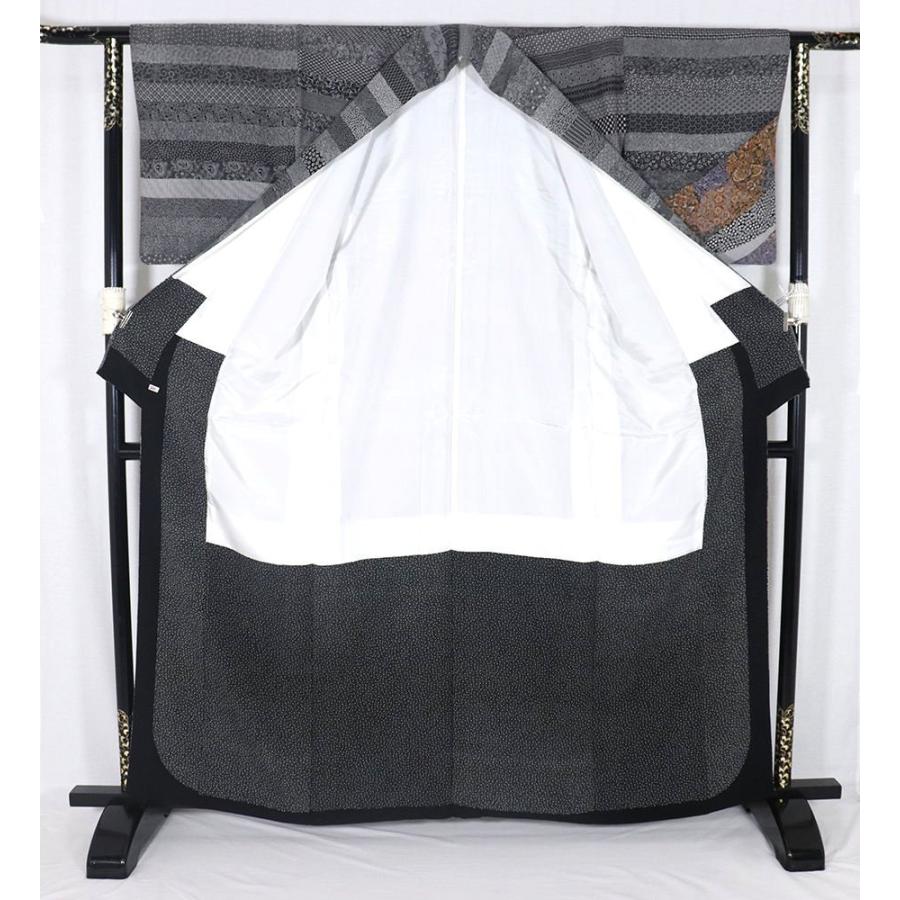 江戸小紋染 染谷梅治 彫刻師 大田茂夫 訪問着 袷 正絹 黒 白 江戸文様  