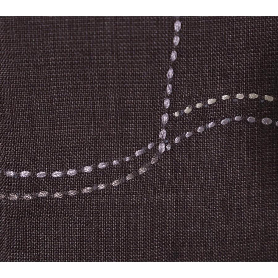 ブランド登録なし 胴抜き 手織り紬 訪問着 正絹 濃茶 刺し子 刺繍 瓦 