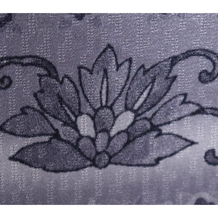 紋紗 訪問着 正絹 白 薄グレー 赤紫 墨黒 暈し 唐花 華文 更紗縞 