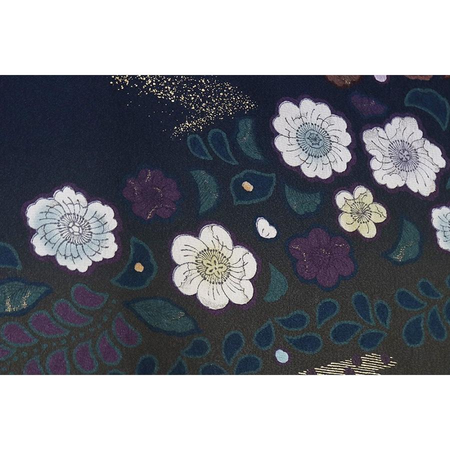 辻が花作家 吉野一廉氏作 辻が花訪問着 袷 正絹 濃紺 緑 赤紫 暈し 絞り辻が花 トールサイズ ki28356 新品 レディース シルク 送料込みの画像