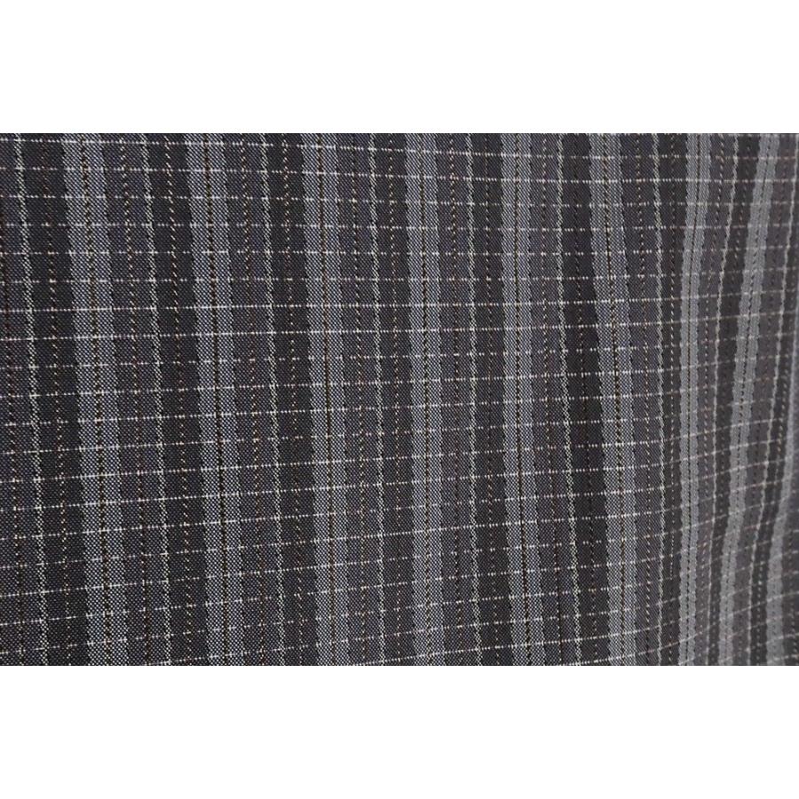 大島紬 袷 正絹 グレー 薄グレー 縦縞 Lサイズ ki28401 新品 