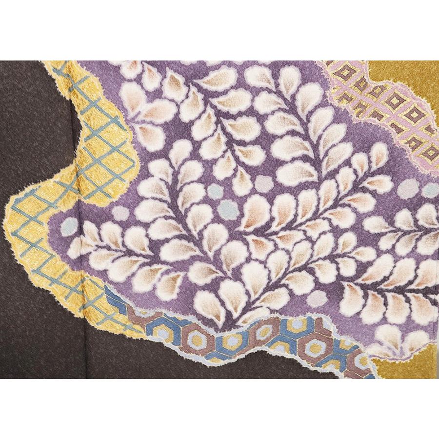 翠山工房謹製 辻が花訪問着 袷 正絹 緑 赤紫 紫 絞り 辻が花 流水 花菱