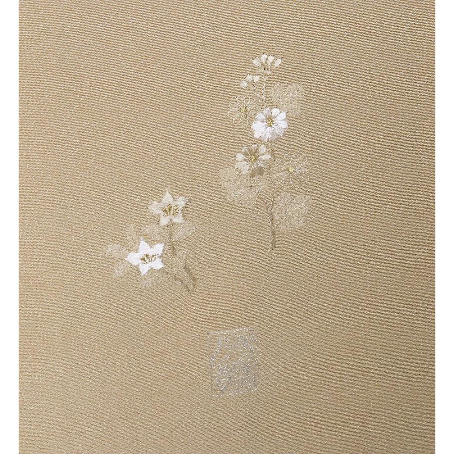訪問着 袷 正絹 辛子色 総刺繍 松葉 紅葉 菊 Mサイズ ki28464 新品 