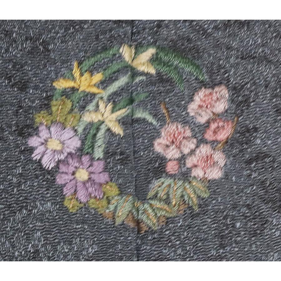 縮緬訪問着 袷 正絹 刺繍 華文 唐花 流水 17号 Mサイズ ki28471