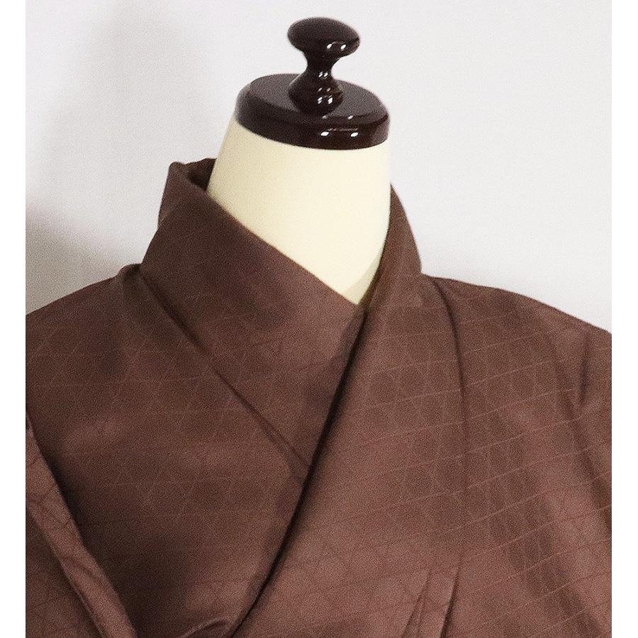 お召し 訪問着 袷 正絹 茶 紫 緑 三段暈し 総刺繍 花丸文 菖蒲 藤 梅 